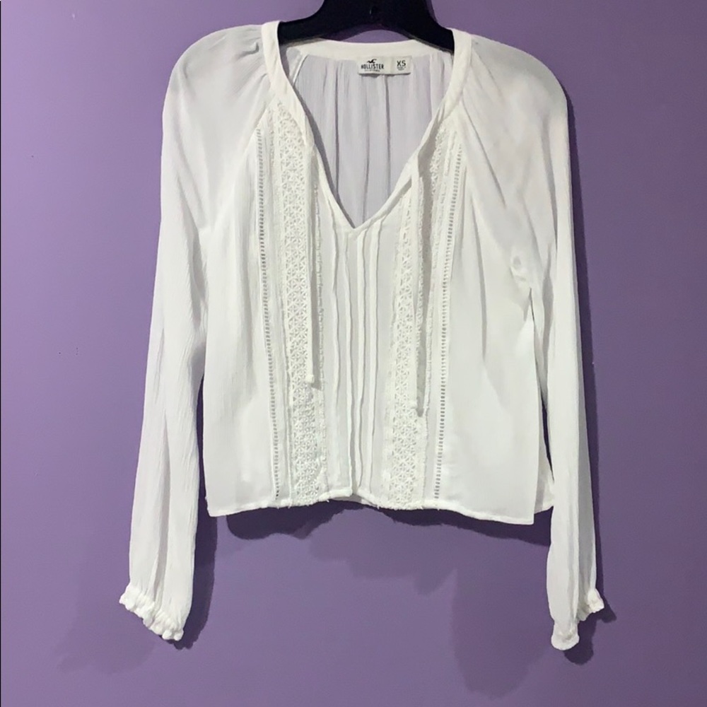 Hollister white peasant top